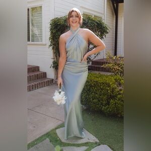 Show Me Your MuMu Satin Halter Maxi Dress NWT size M